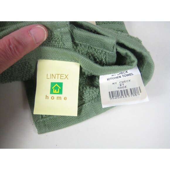 New Lintex Solid Sage Green Windowpane Terry Dishtowel 100% Cotton - Picture 4 of 5